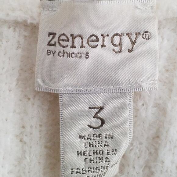 Zenergy by Chico’s Ivory Open Front Cardigan • Size 3/XL - Picture 5 of 8